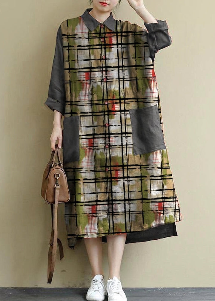 Isolde - Röd Linne Skjortklänning Casual Oversize Vår Maxi Klänningar
