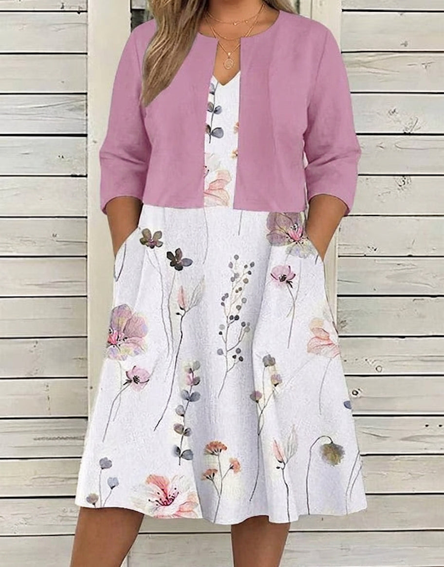 Zora - Blommig Klänning Tvådelad Set