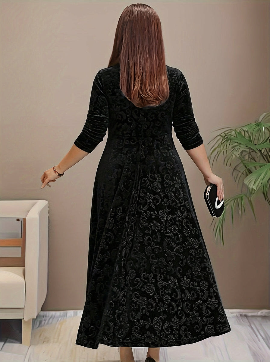 Evadne | Elegant Mönstrad Maxiklänning
