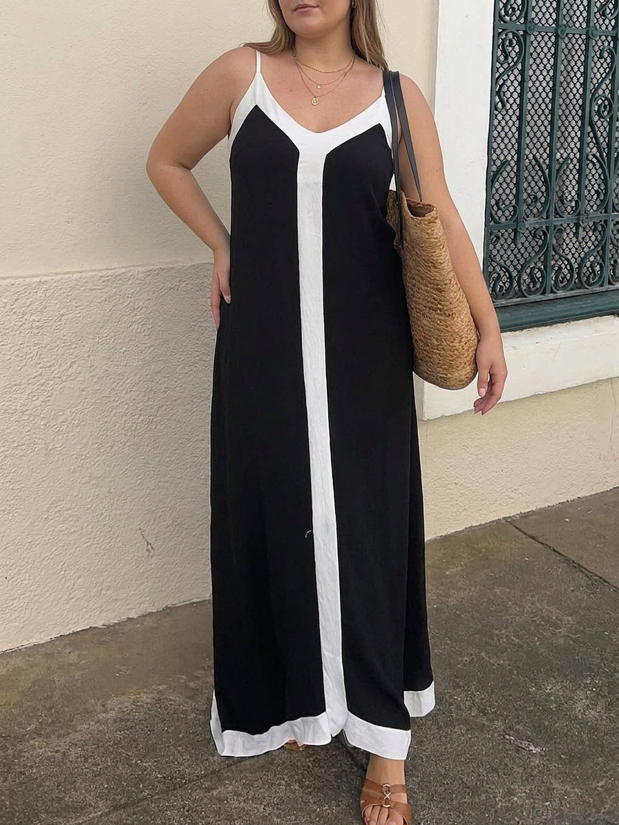 Naomi | Island Style Lavechic Colorblock Midi Klänning Look