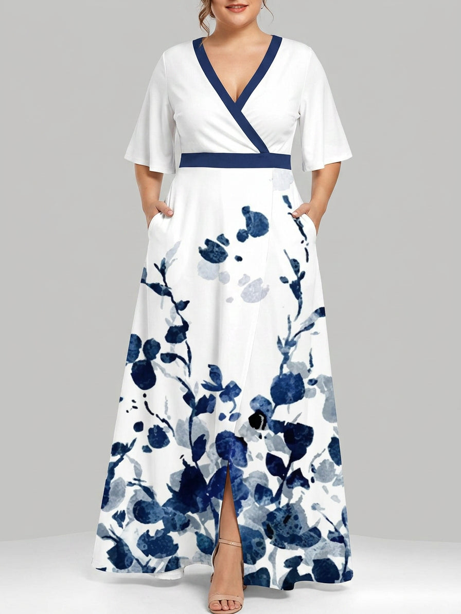 Wynne | Seaside Glam Elegant Mid Sleeve Maxi Klänning Ensemble