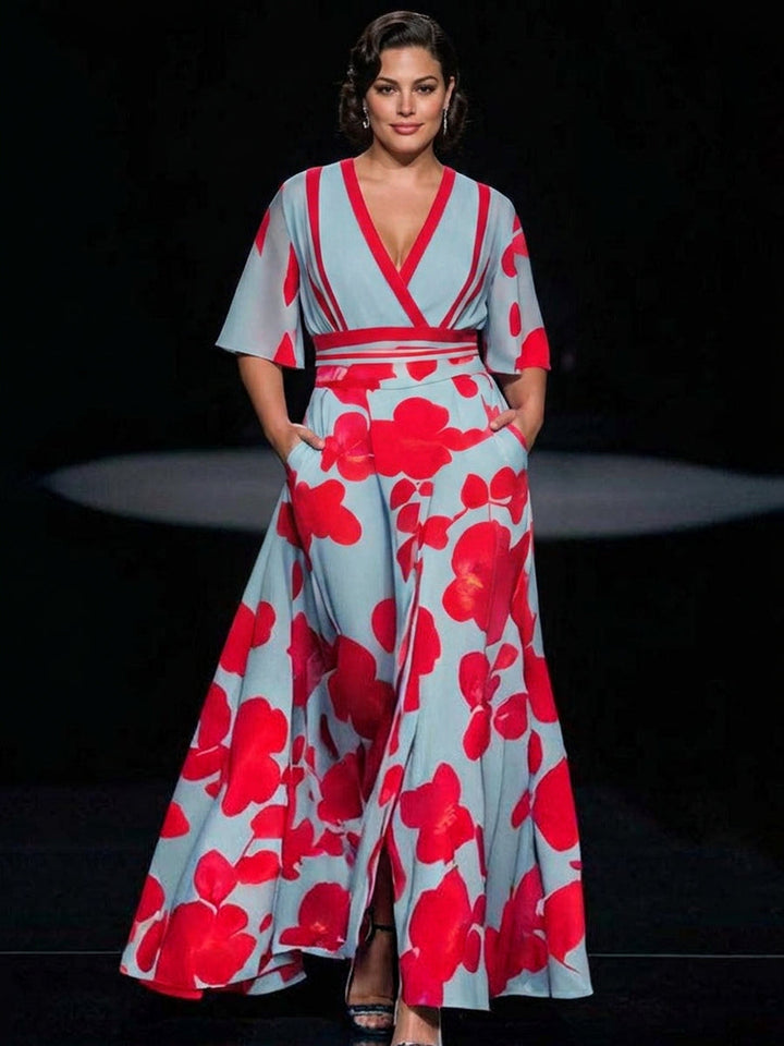 Wynne | Seaside Glam Elegant Mid Sleeve Maxi Klänning Ensemble