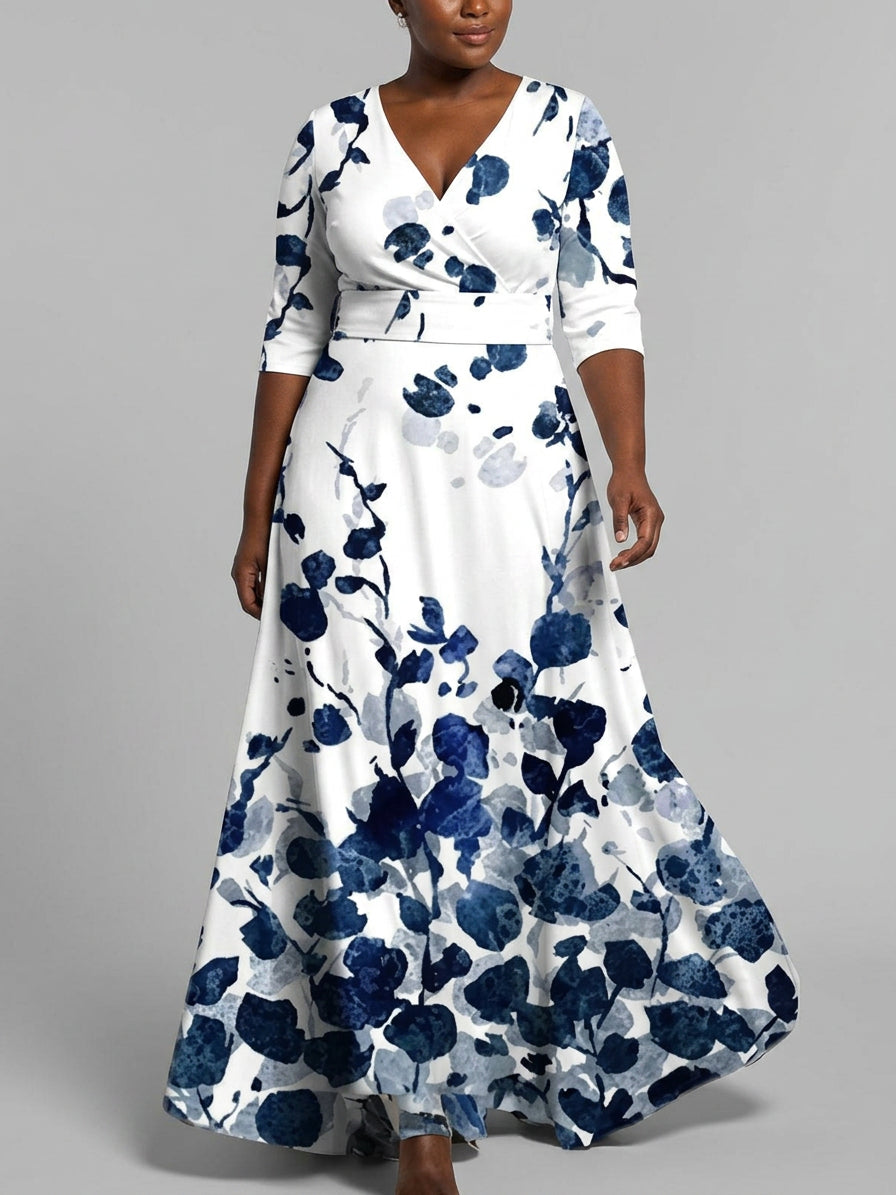 Wynne | Seaside Glam Elegant Mid Sleeve Maxi Klänning Ensemble