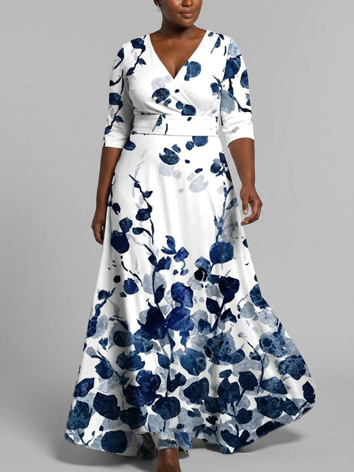Wynne | Seaside Glam Elegant Mid Sleeve Maxi Klänning Ensemble