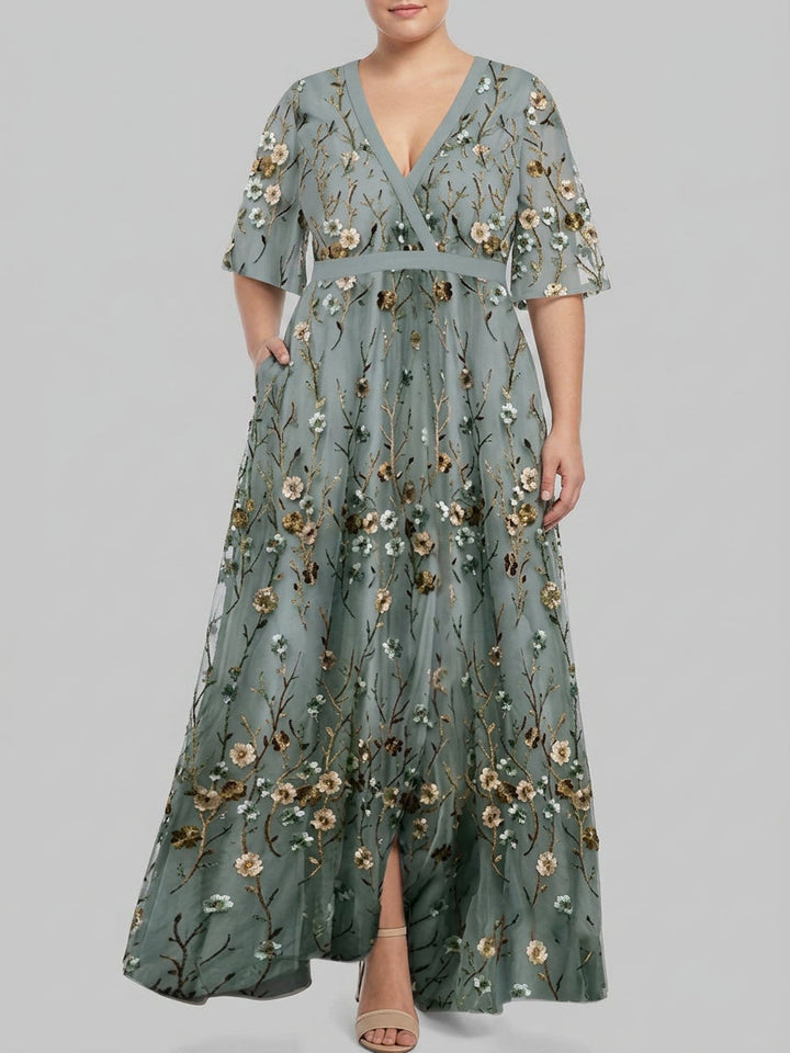 Wynne | Seaside Glam Elegant Mid Sleeve Maxi Klänning Ensemble