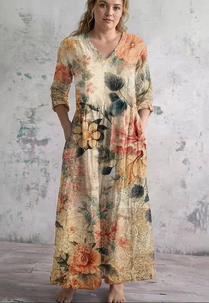 Imogen | Vintage Bloom Maxi Klänning