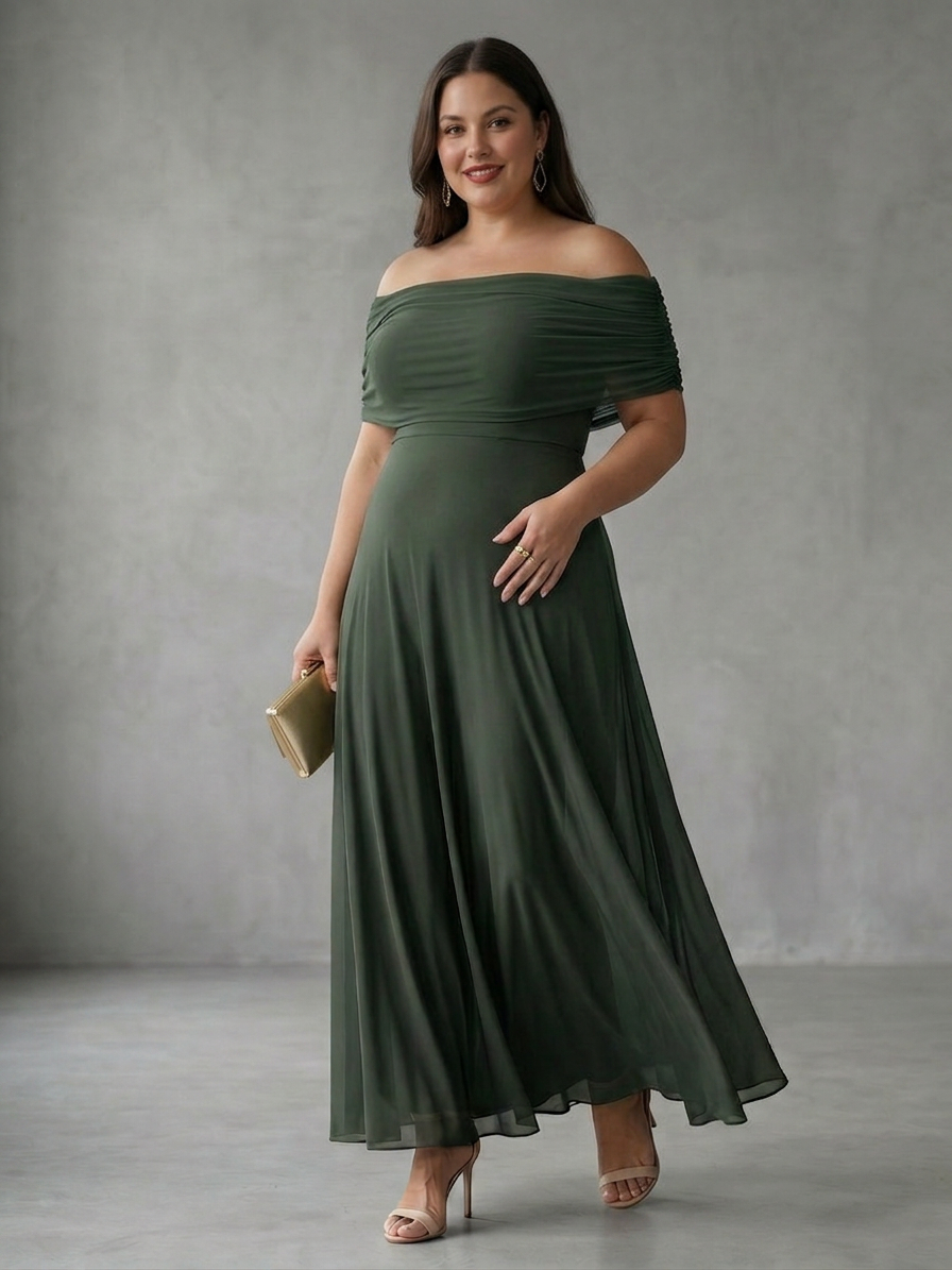Astrid | Off Shoulder Draped Midi Klänning