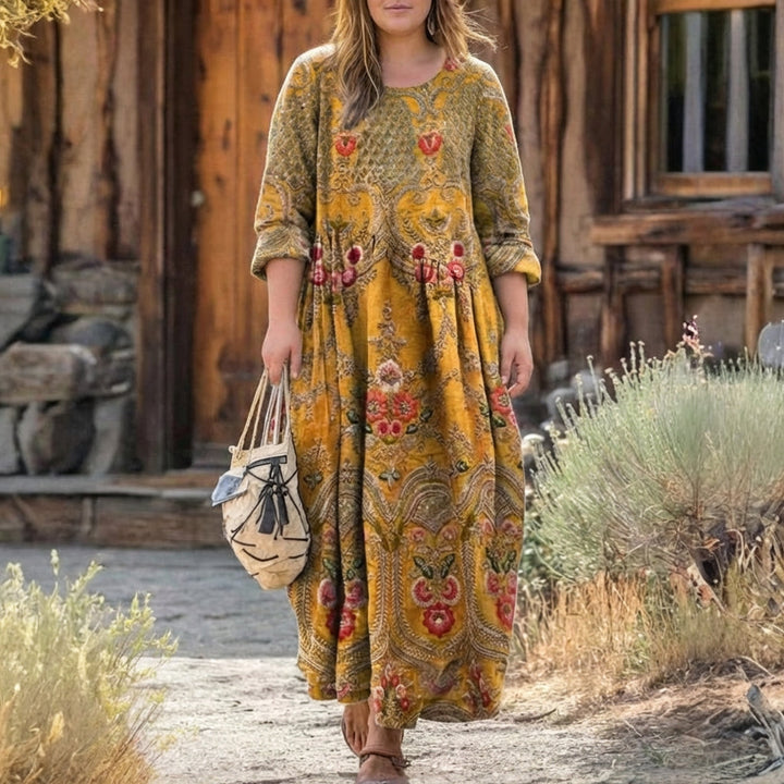 Cecily | Vintage-inspirerad långärmad avslappnad klänning