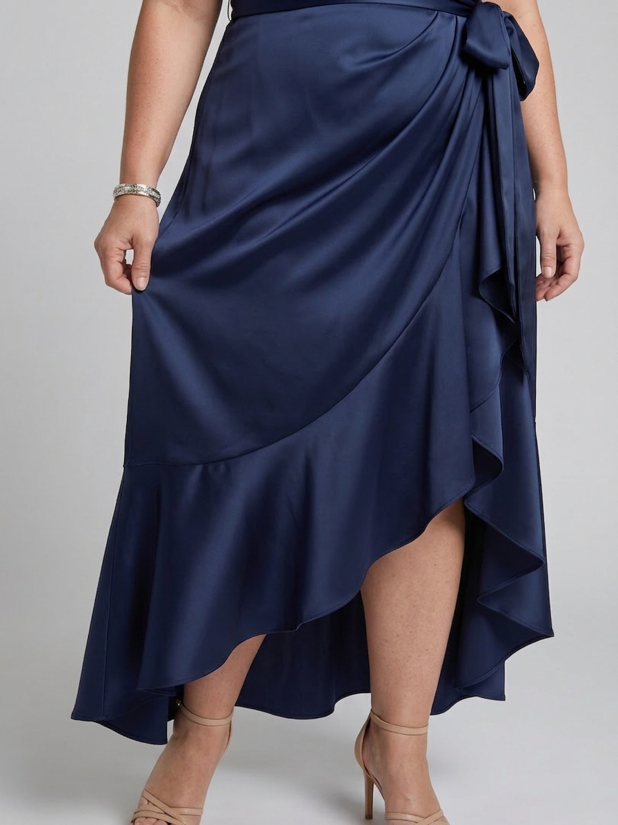 Amina | Halterneck Wrap Asymmetrisk Midiklänning