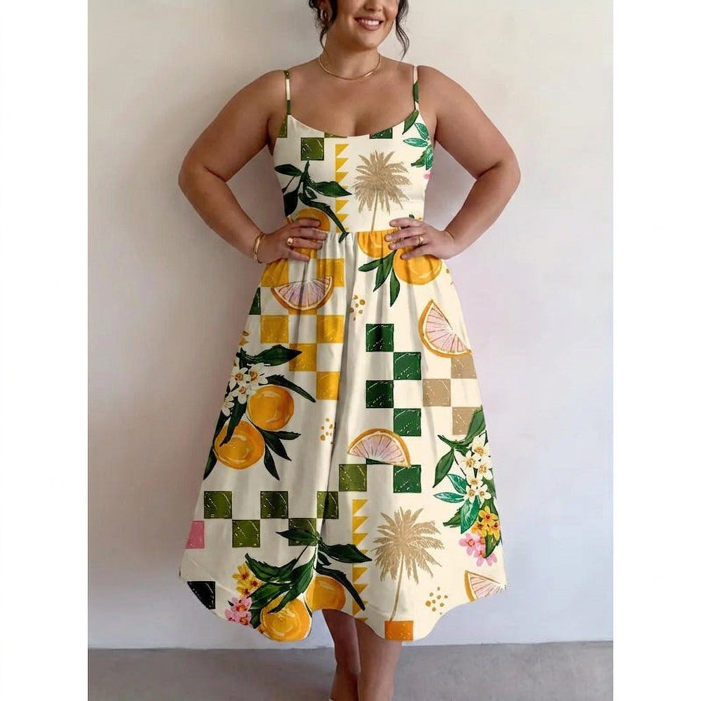 Giselle | Citrus Palm Midi Klänning