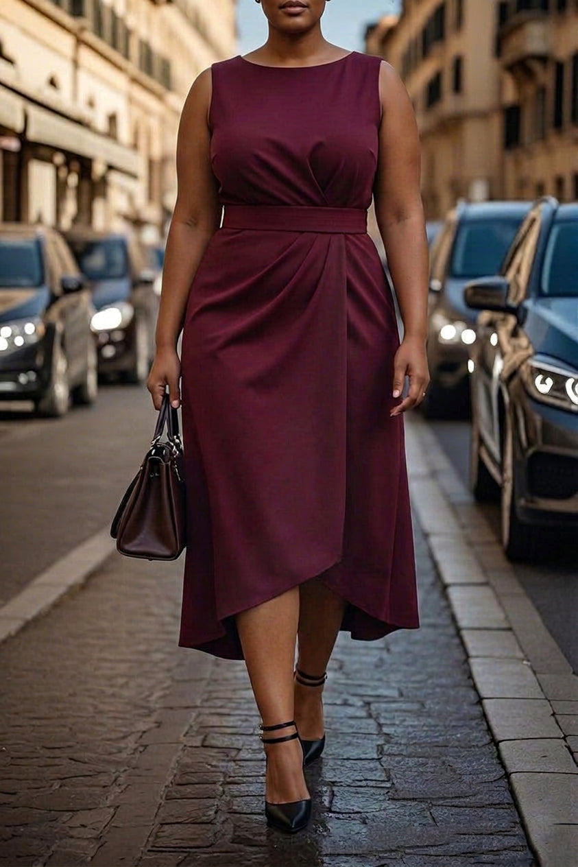 Calliope | Bordeaux Elegance Midi Klänning