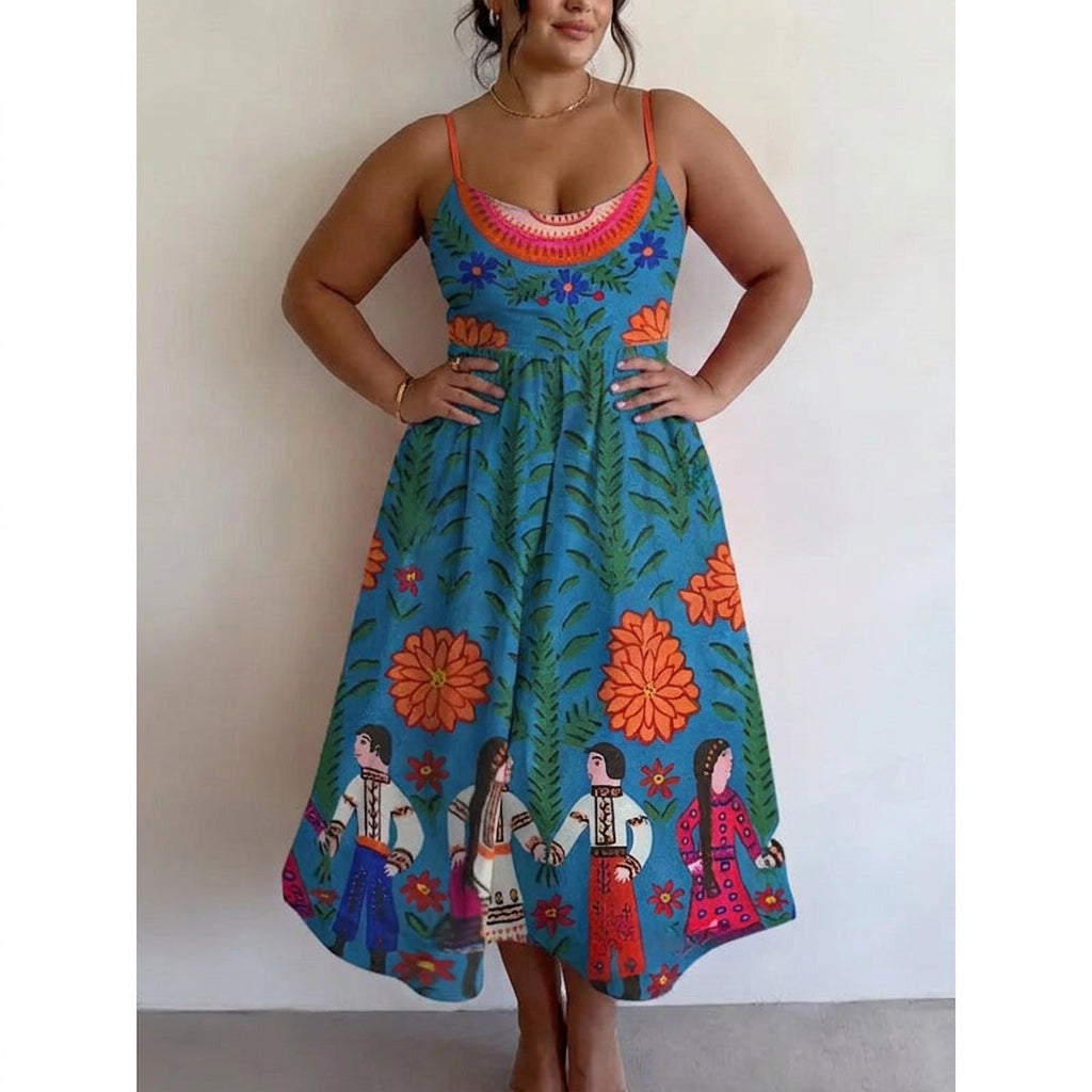 Lara | Folk Garden Midi Klänning