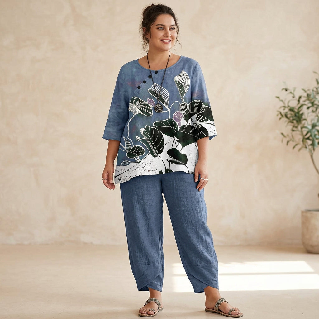Edith Tryckt Set: Bekväm Elegans för Varje Dag
