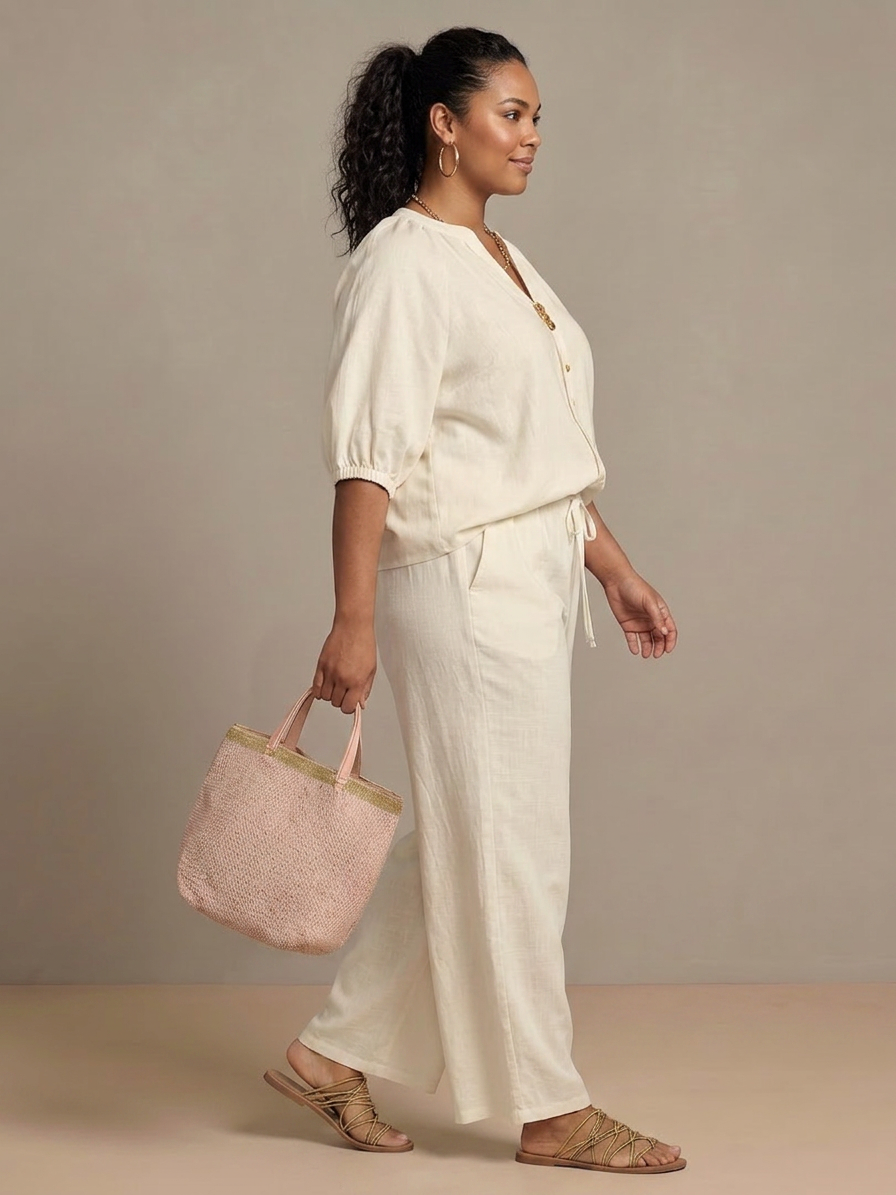 Cecily | Blus med dragkedja fram och vida byxor