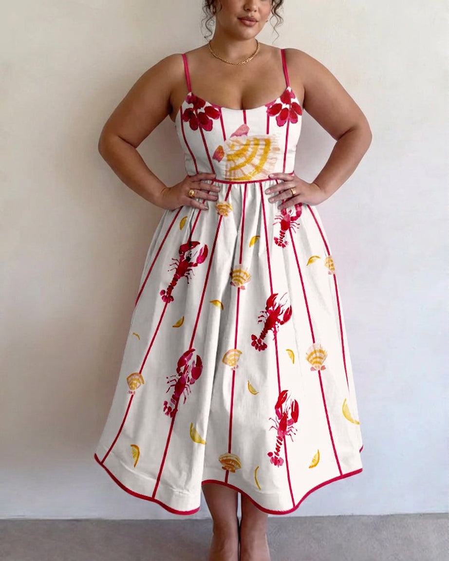 Rosa | Seaside Charm Midi Klänning