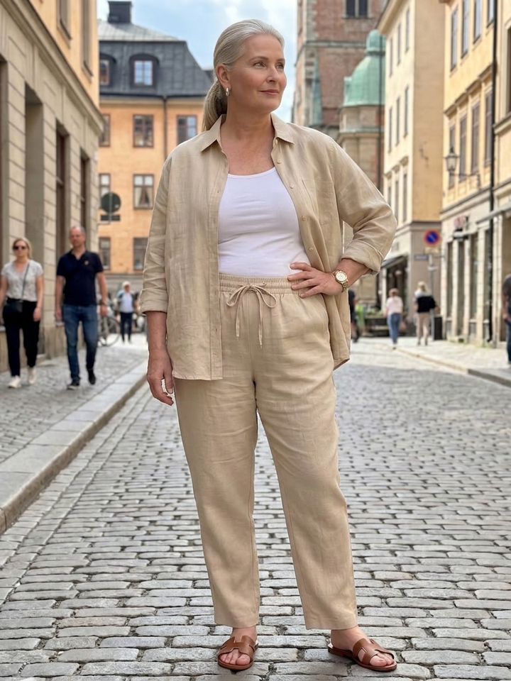 Paloma | Långärmad Skjorta och Taperade Byxor Set