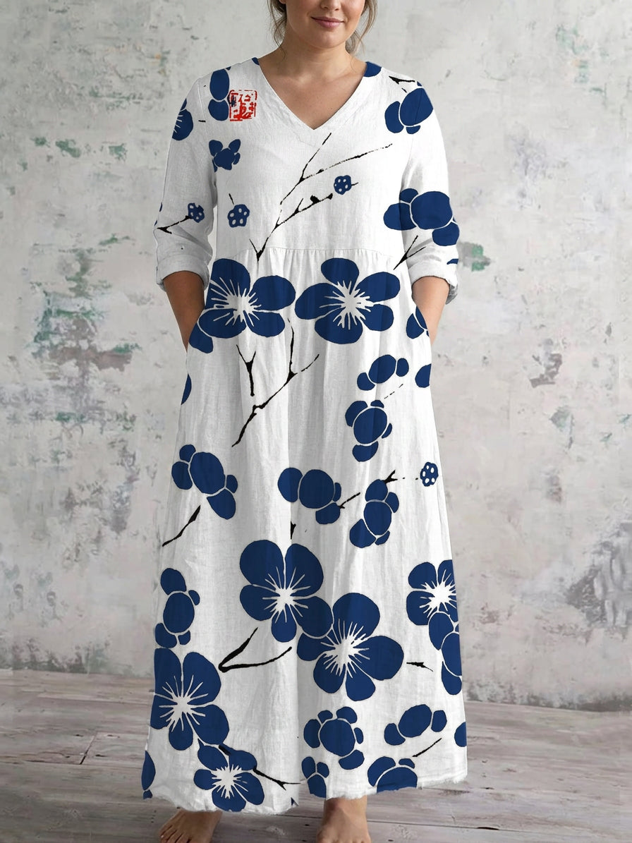 Cerys | Indigo Blossom Maxi Klänning