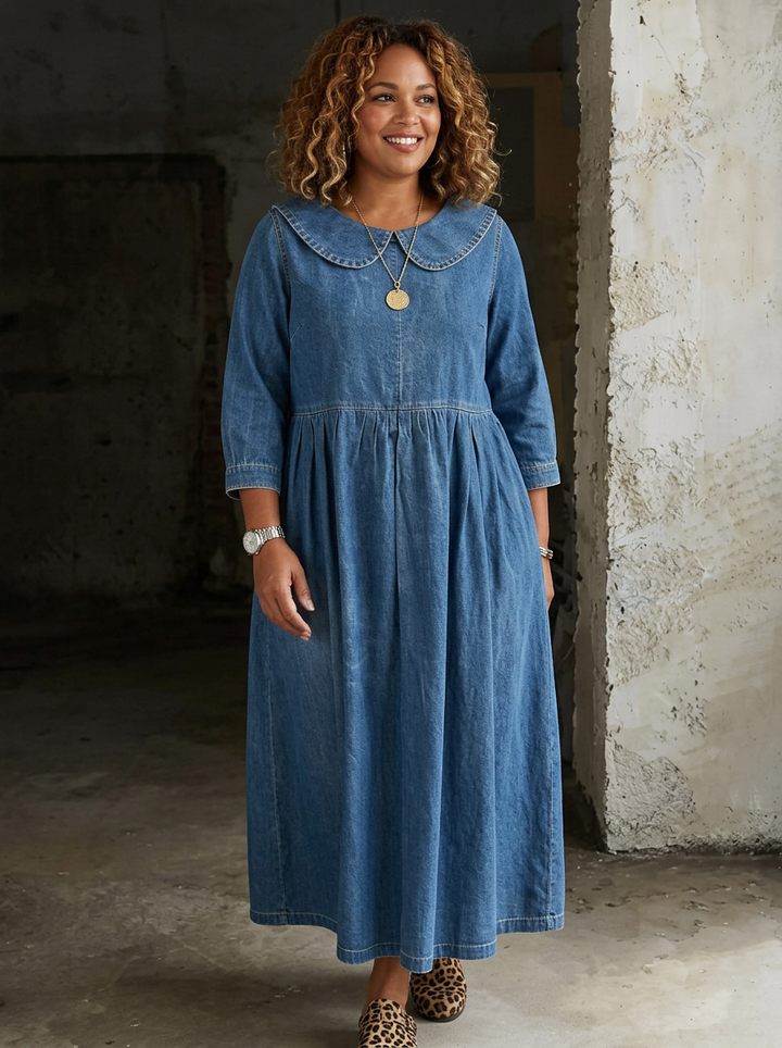 Camille | Peter Pan Krage Denim Klänning