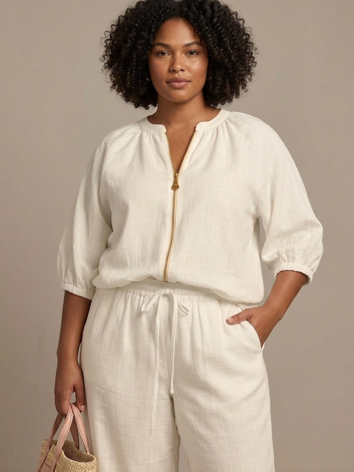 Cecily | Blus med dragkedja fram och vida byxor