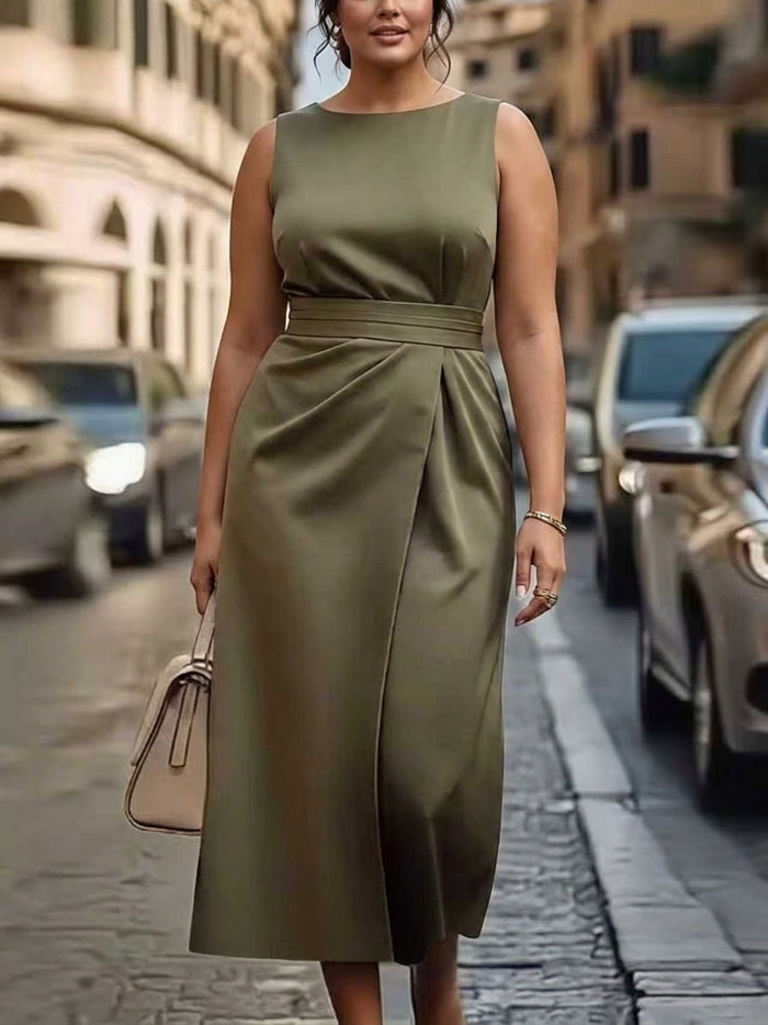 Freya | Olive Luxe Midi Klänning