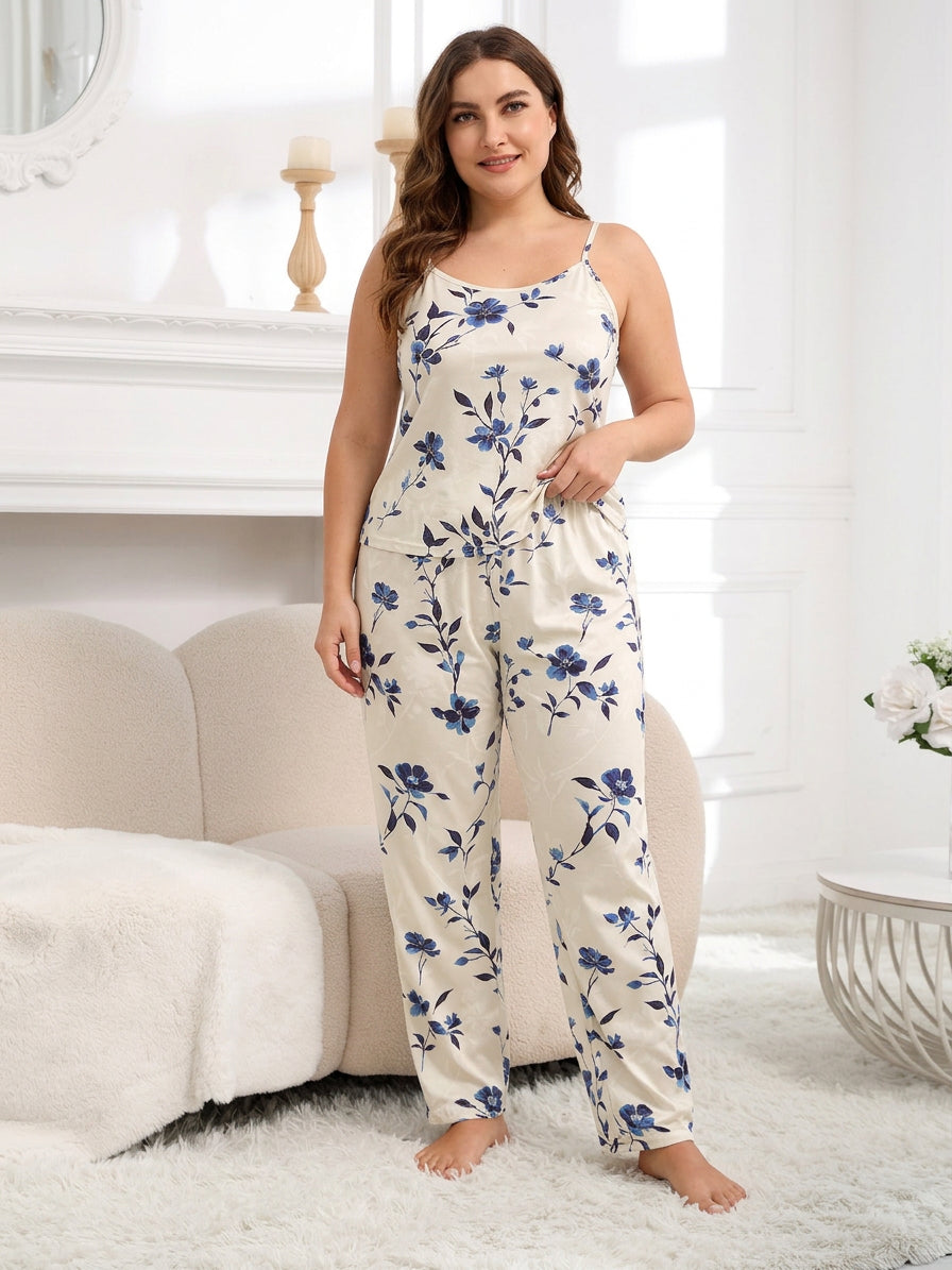 Nadya | Vintage Blommig Pyjamas Set