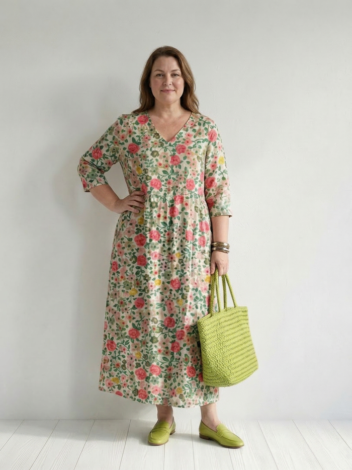 Solveig | Scatter Flower Midi Klänning