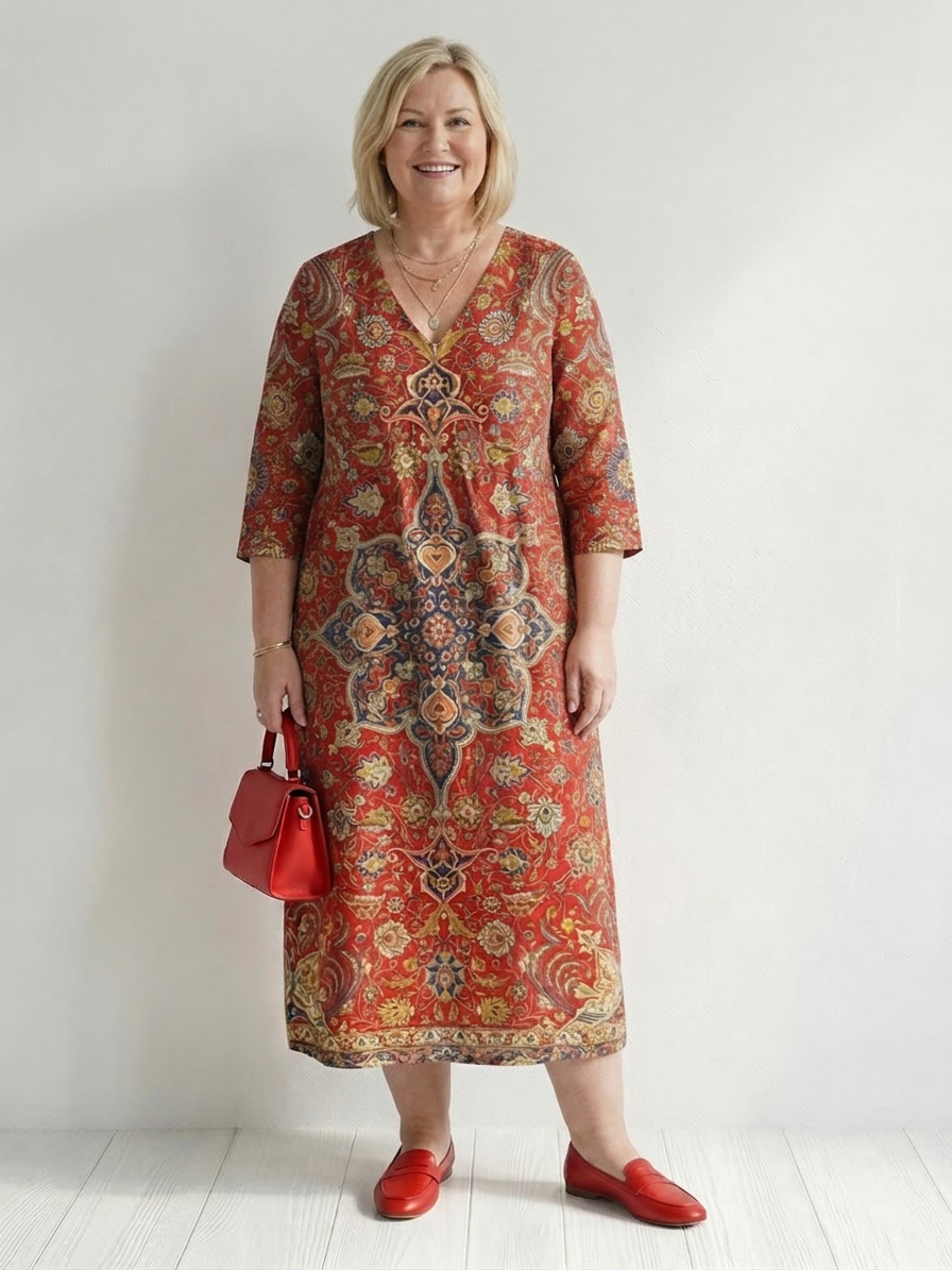 Livia | Ease Patchwork Midi Klänning