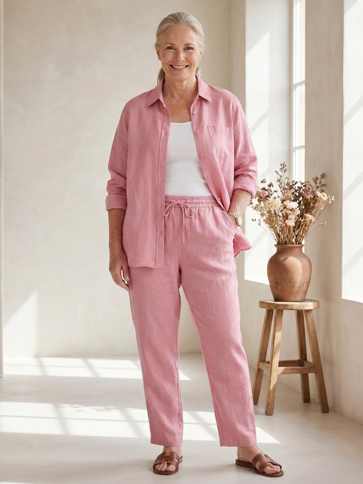 Paloma | Långärmad Skjorta och Taperade Byxor Set