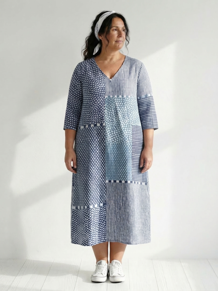 Theodora | Fit Patchwork Midi Klänning