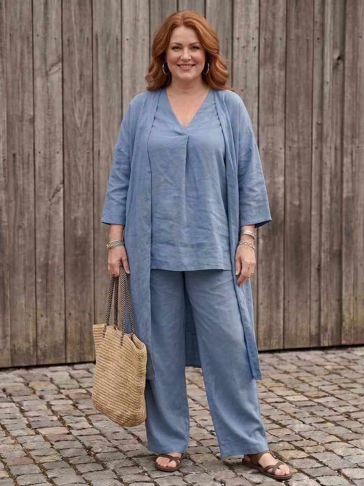 Juna | Lång Tunika Top och Vida Byxor Set