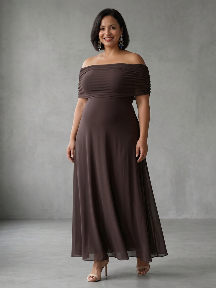 Astrid | Off Shoulder Draped Midi Klänning