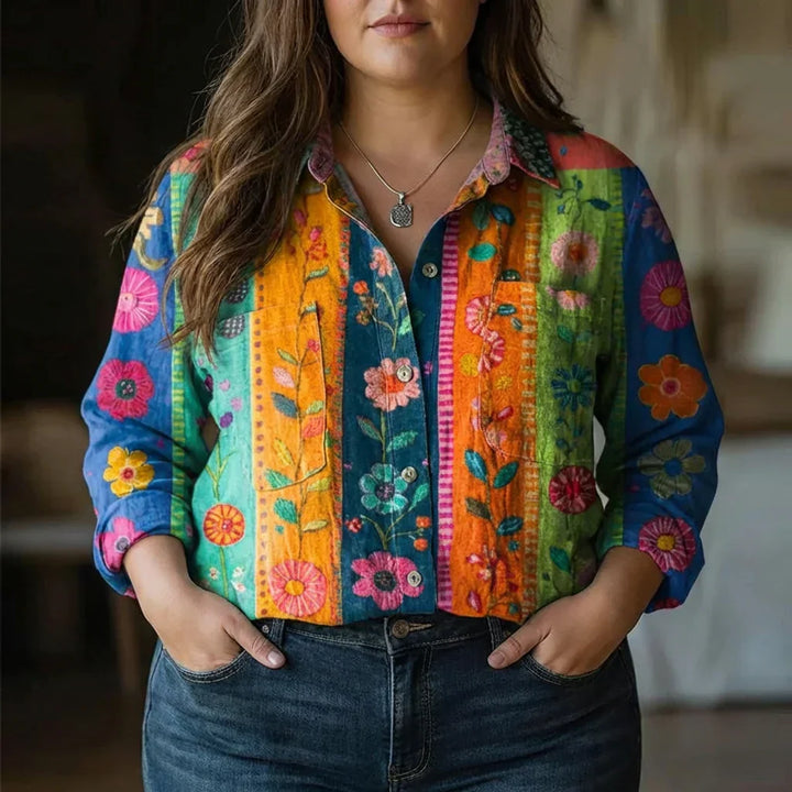 Posy | Bohemisk Mönstrad Vintage Blus