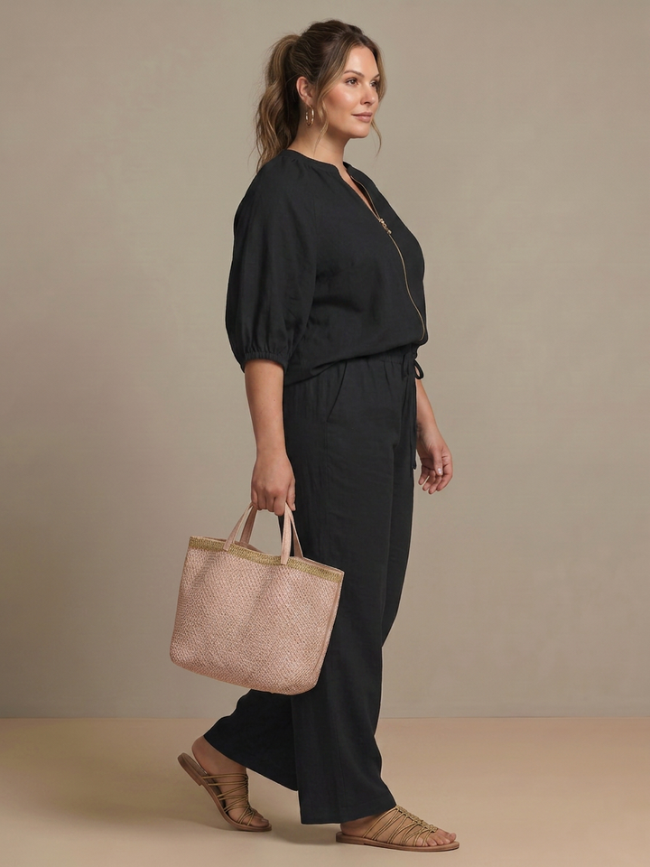 Cecily | Blus med dragkedja fram och vida byxor