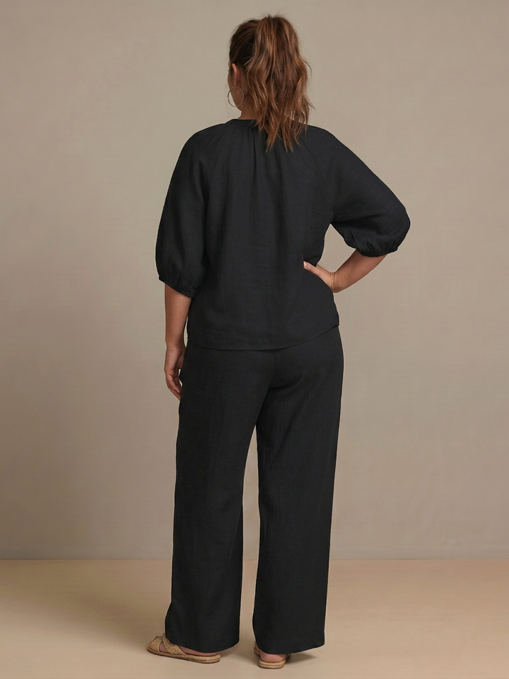 Cecily | Blus med dragkedja fram och vida byxor