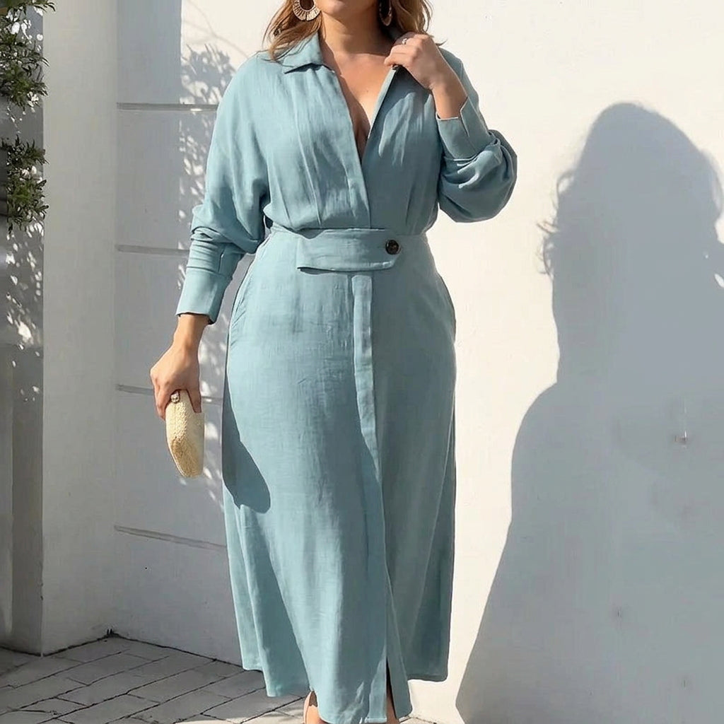 Wren Elegant Knytdress: Chic Pendling Långärmad Stil
