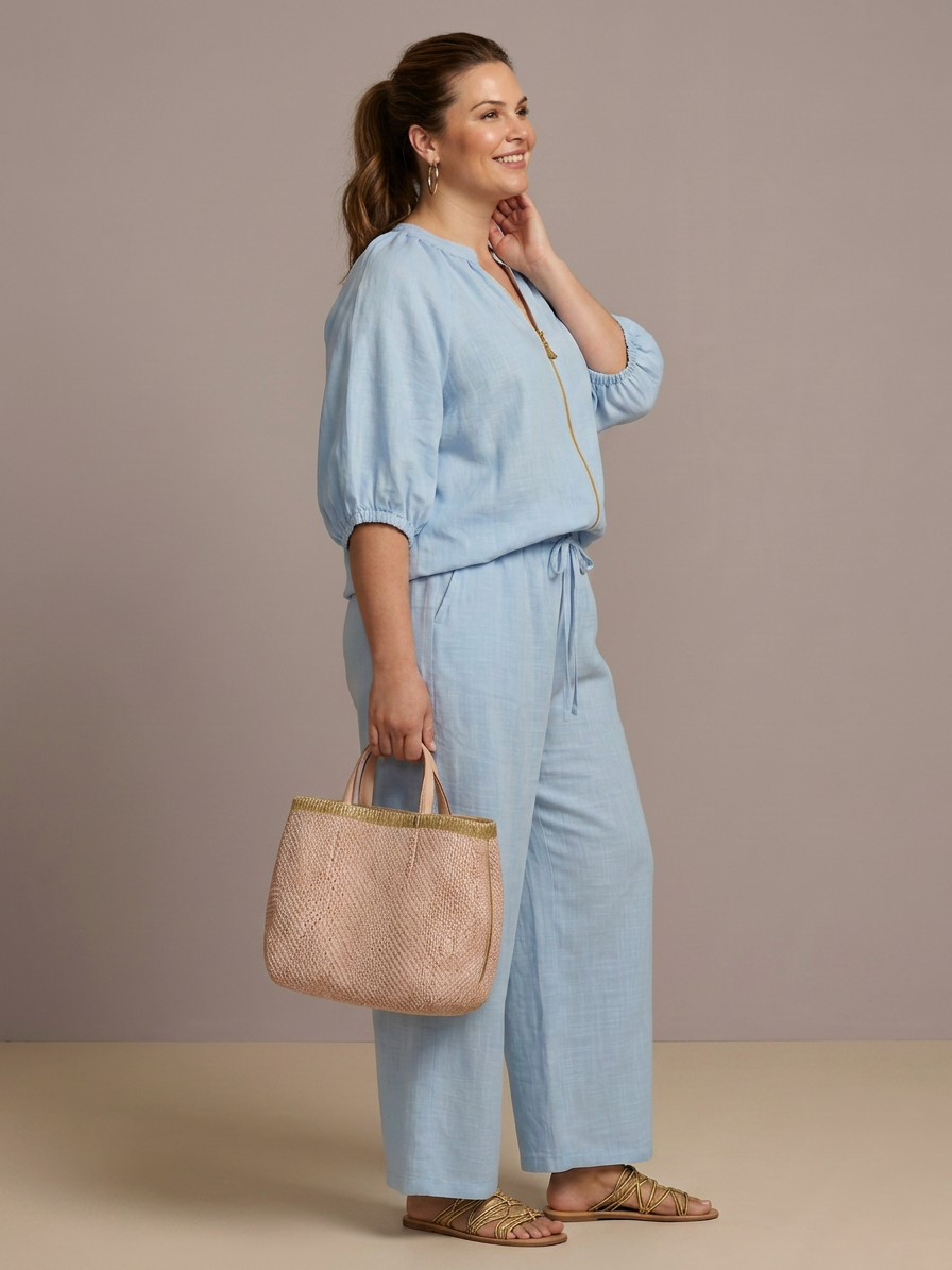 Cecily | Blus med dragkedja fram och vida byxor