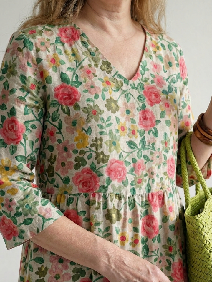 Solveig | Scatter Flower Midi Klänning