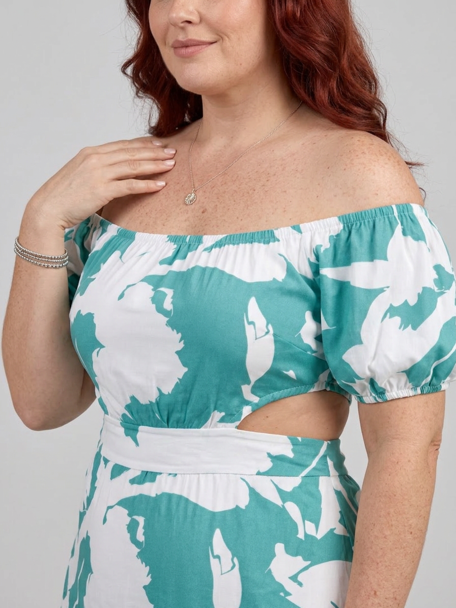 Cassia | Off Shoulder Cutout Midja Maxi Klänning