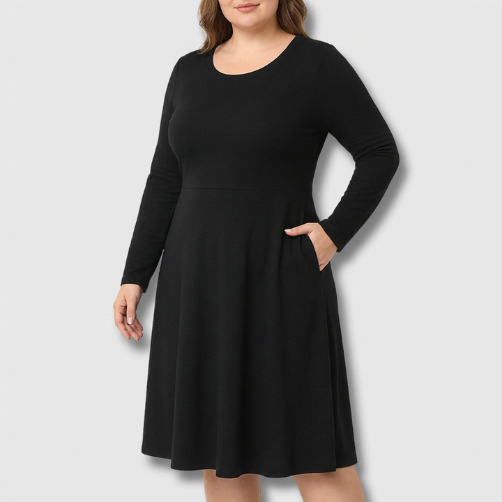 Anwen | Klassisk långärmad Fit &amp; Flare-klänning