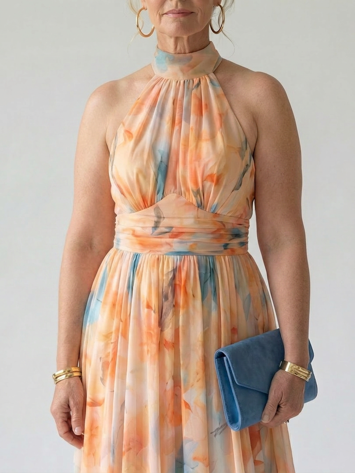 Stella &amp; Grace™ | Mjuk Halterneck Midi Klänning