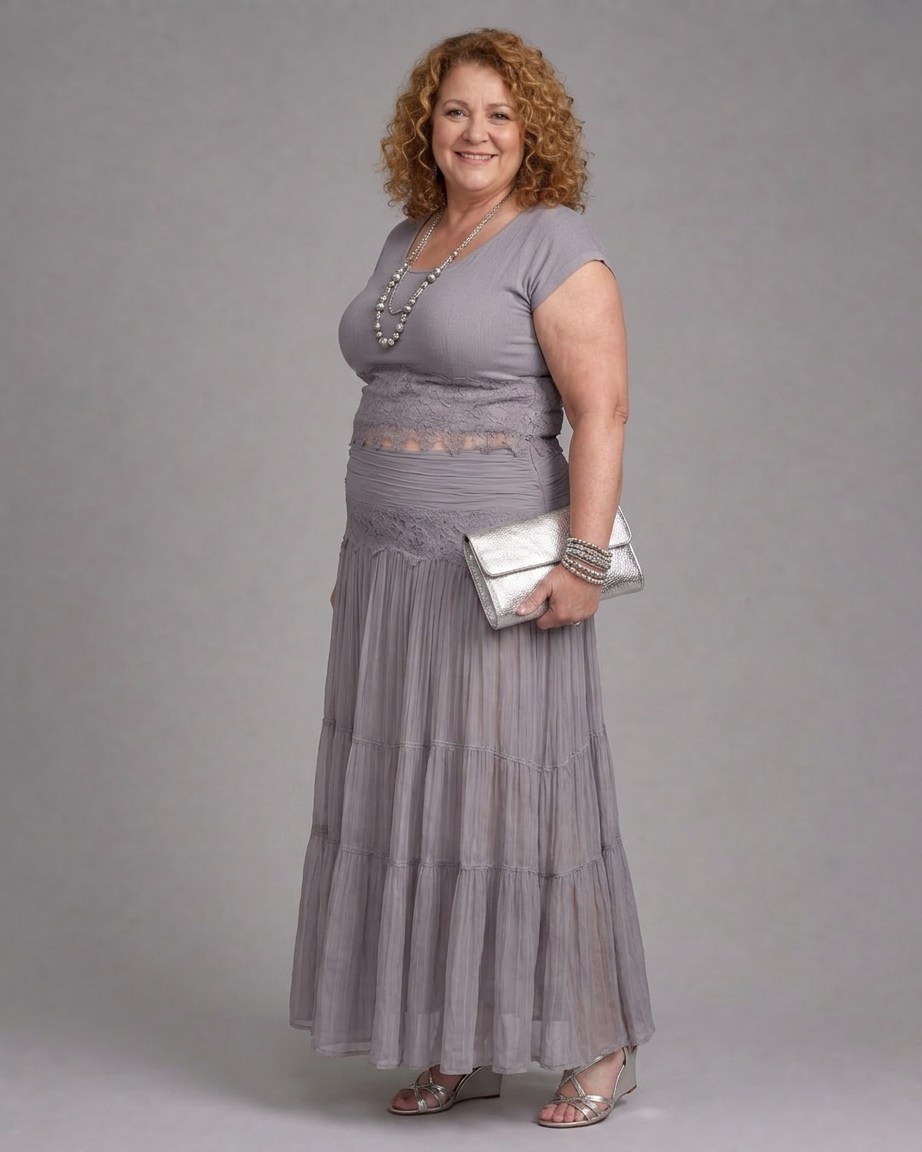 Magnolia | Draperad Crop Top Och Plisserad Maxikjol Set