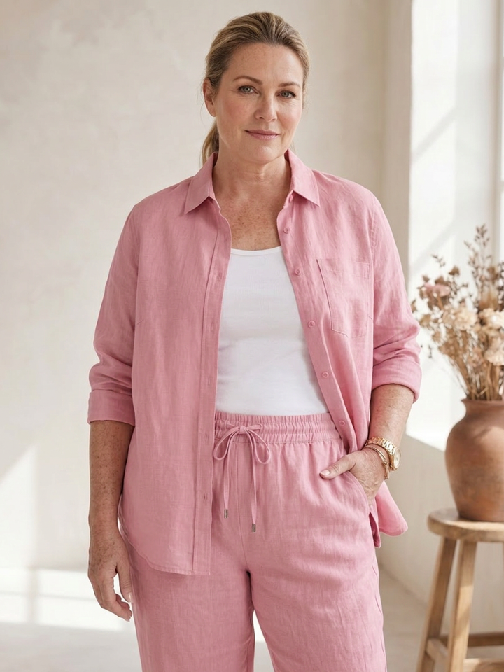 Paloma | Långärmad Skjorta och Taperade Byxor Set