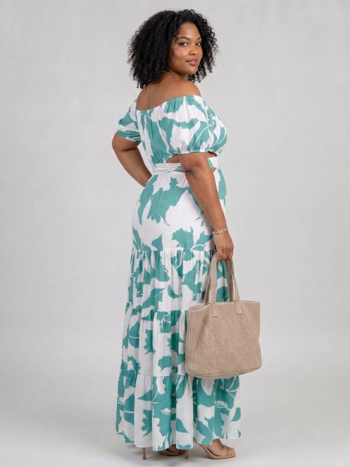 Cassia | Off Shoulder Cutout Midja Maxi Klänning