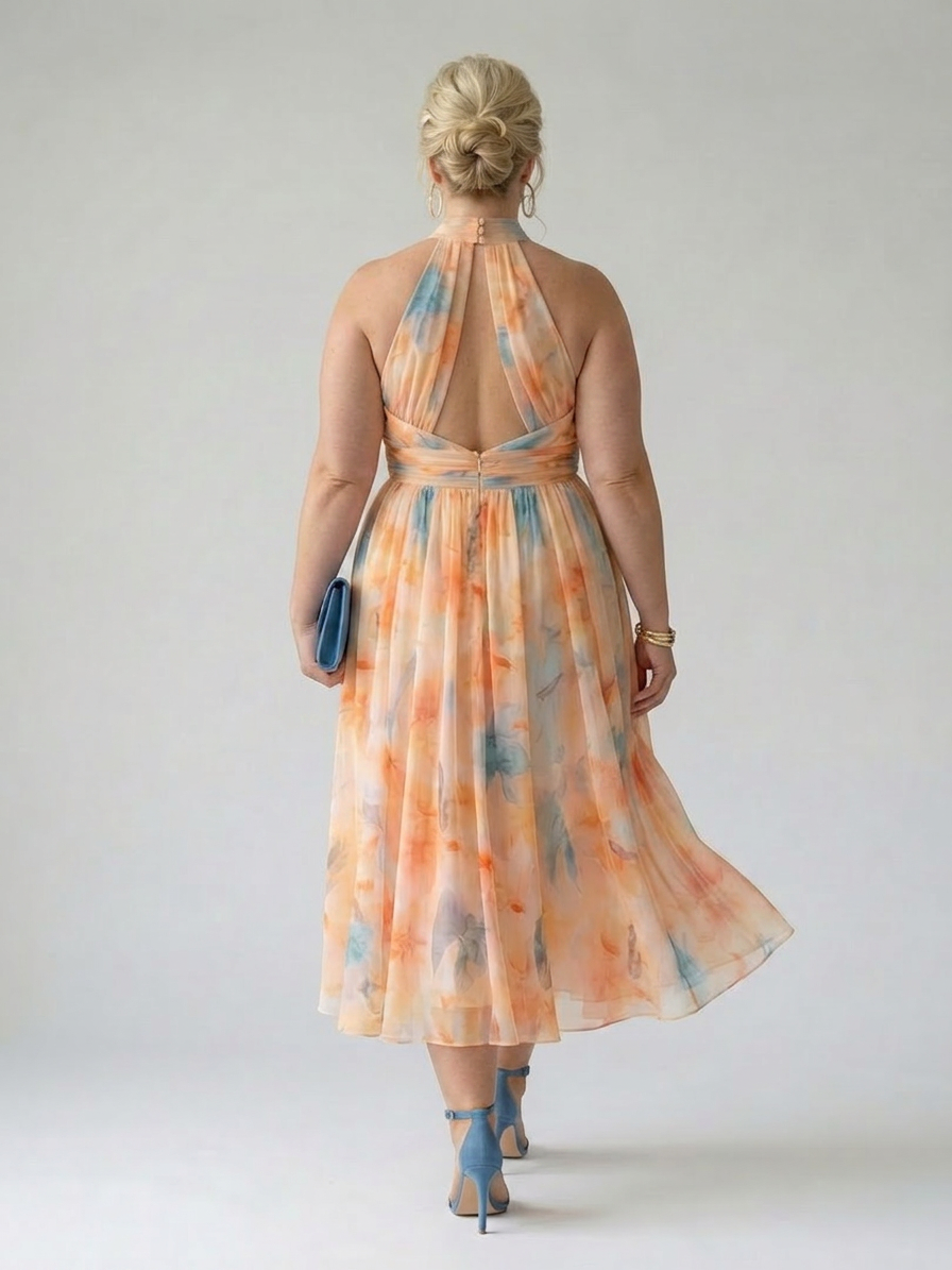 Stella &amp; Grace™ | Mjuk Halterneck Midi Klänning