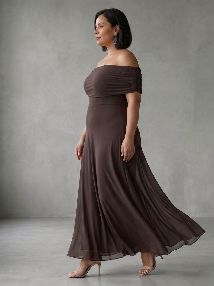 Astrid | Off Shoulder Draped Midi Klänning