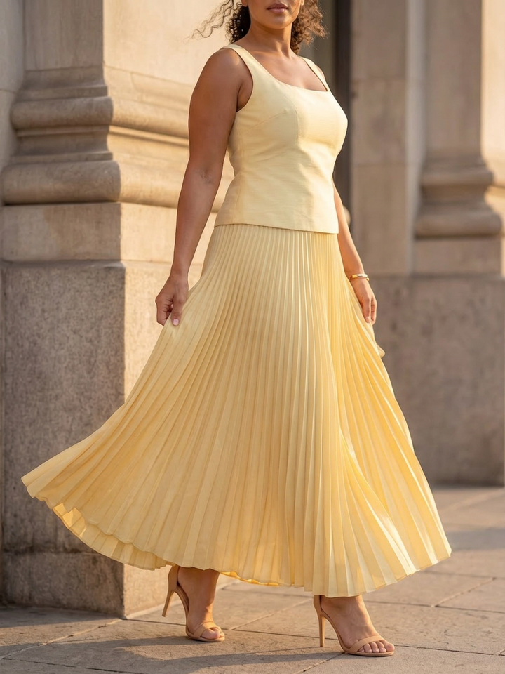 Fauna | Strukturerad Bodice Plisserad Kjol Set