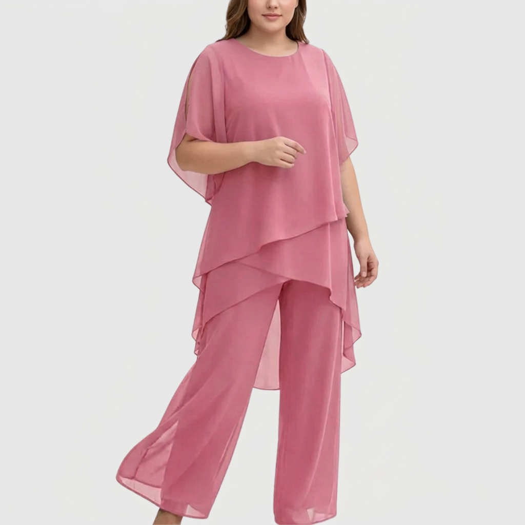 Isolde | Kostym med draperade palazzo-byxor