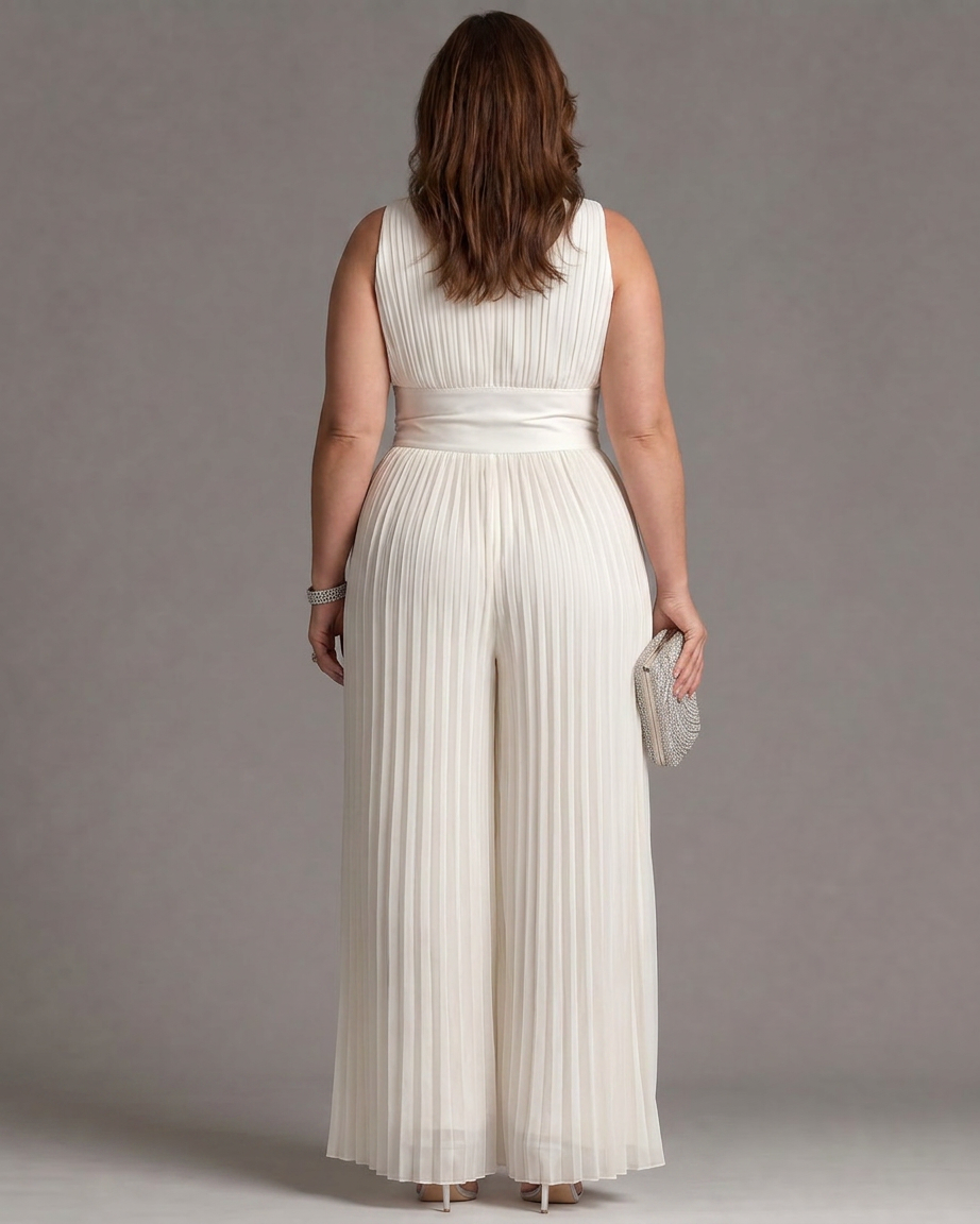 Eilwen | Plisserad Halterneck Bredbenad Jumpsuit