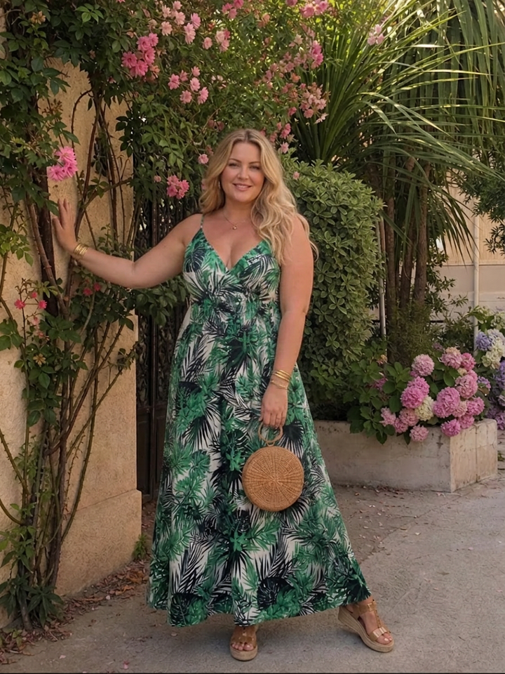 Odette | Ärmlös Blommig Midiklänning