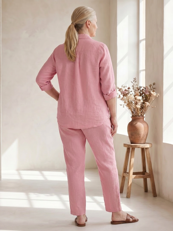 Paloma | Långärmad Skjorta och Taperade Byxor Set